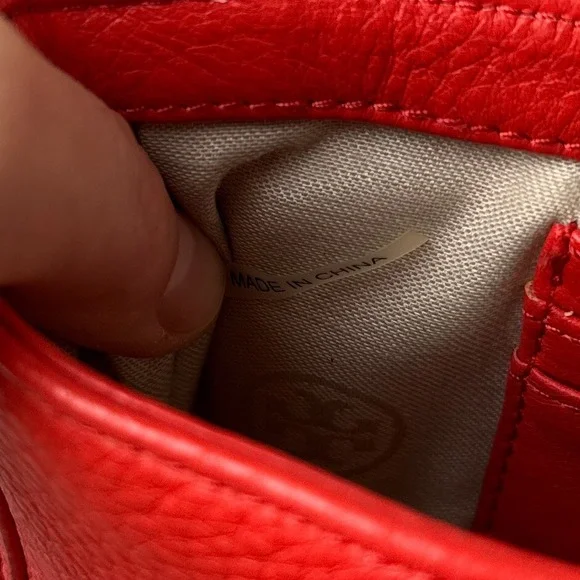 Tory Burch Amanda Mini Crossbody Bag Pebble‎ Leather Red Authentic